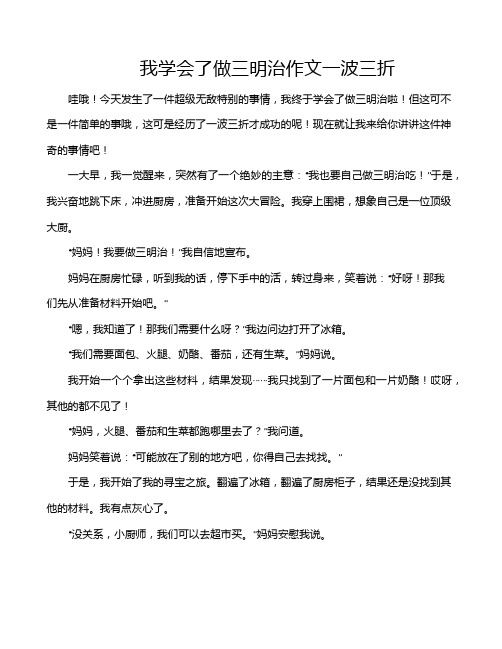 我学会了做三明治作文一波三折