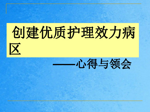 创建优质护理服务病区ppt课件