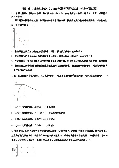 浙江省宁波市达标名校2018年高考四月适应性考试物理试题含解析