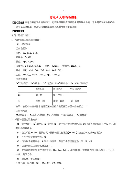 2020届人教版高中化学必修1 最拿分考点系列： 考点4 无机物的推断含答案