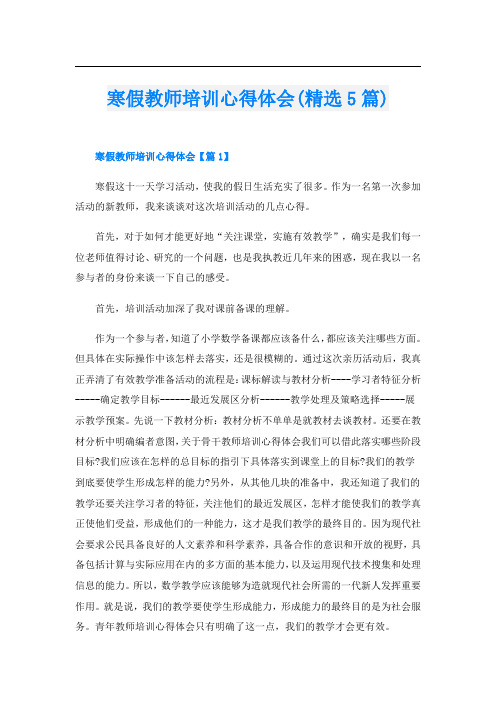 寒假教师培训心得体会(精选5篇)