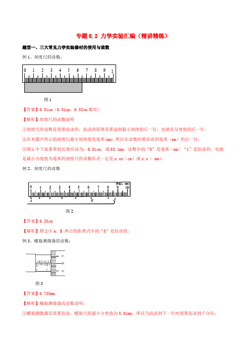 2020年高考物理一轮复习专题8.2力学实验全解精讲精练含解析