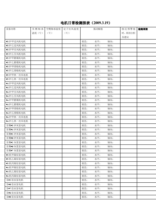 电机振动、温度检测报表