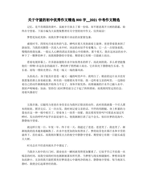 关于守望的初中优秀作文精选900字__2021中考作文精选