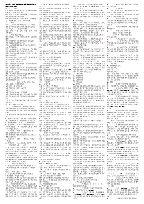 2014年心理咨询师基础知识普通心理学重点归纳打印版