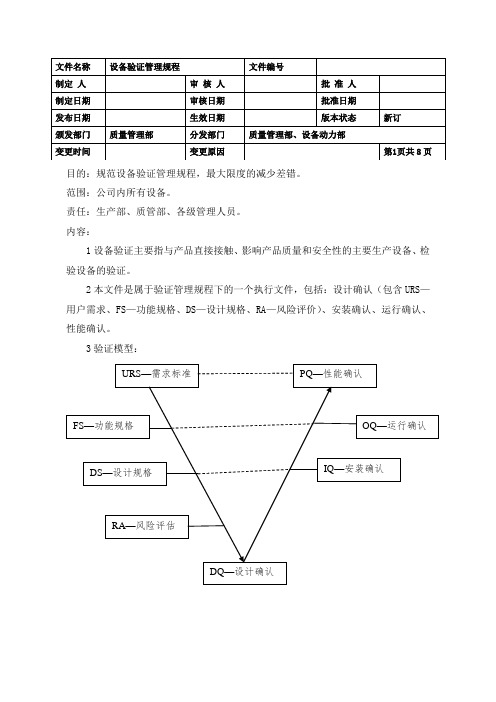 设备验证管理规程