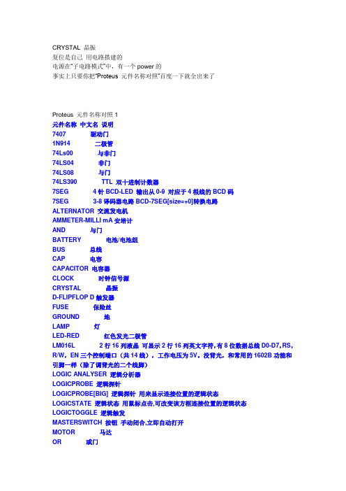 proteus中英文对照