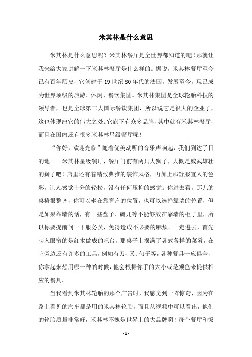 米其林是什么意思