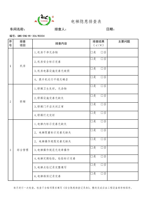 8、电梯隐患排查