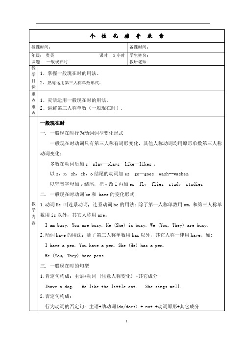 小学英语语法学习--一般现在时