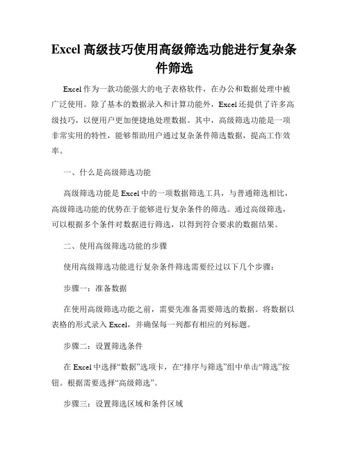 Excel高级技巧使用高级筛选功能进行复杂条件筛选