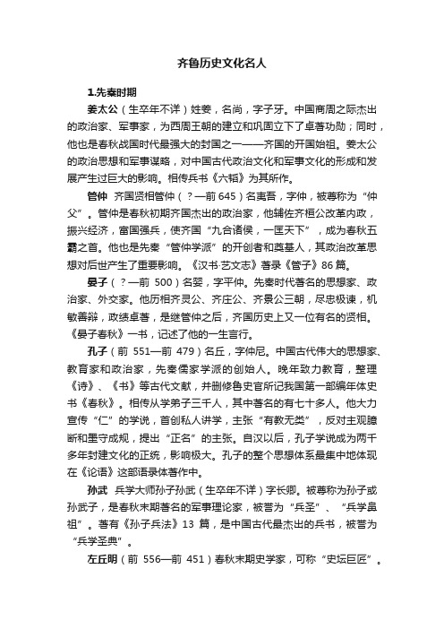 齐鲁历史文化名人