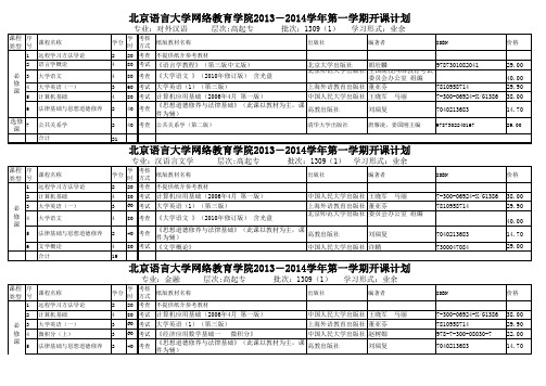 1309批次13-14学年第1学期开课计划