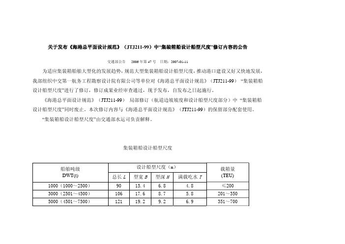 集装箱船设计船型尺度