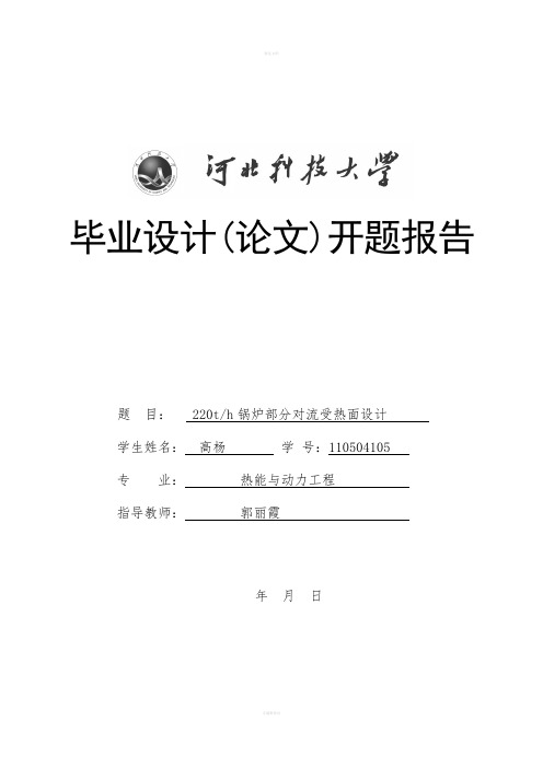 锅炉部分对流受热面设计开题报告