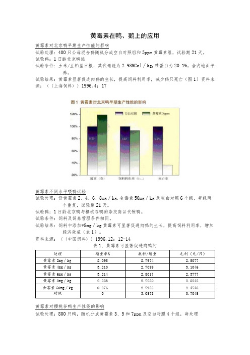 黄霉素在鸭、鹅上的应用