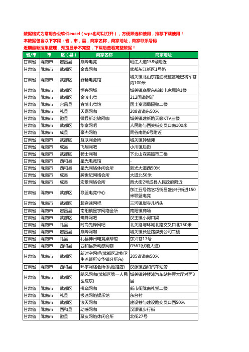 2020新版甘肃省陇南市网吧工商企业公司商家名录名单黄页联系电话号码地址大全48家