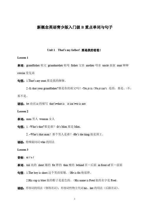 新概念英语青少版入门级B级重点