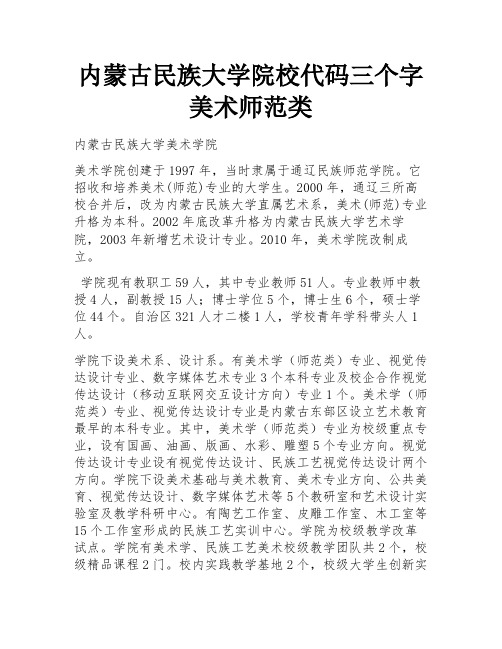 内蒙古民族大学院校代码三个字美术师范类