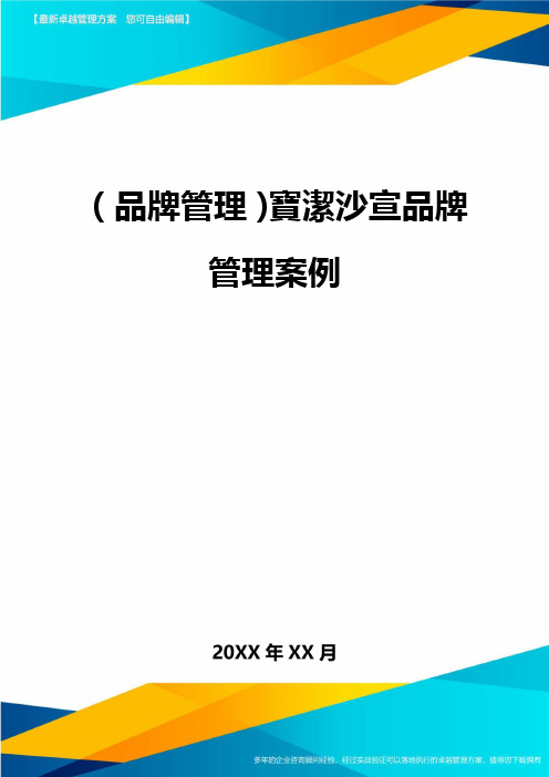 (品牌管理)宝洁沙宣品牌管理案例