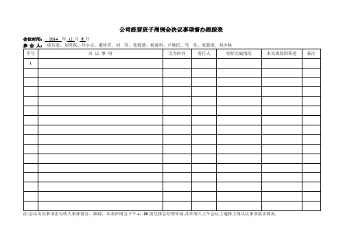 会议议定事项督办表