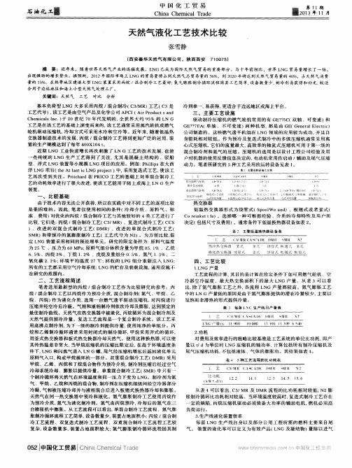 天然气液化工艺技术比较