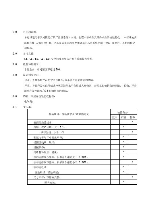 产品检验验收通用标准书A0