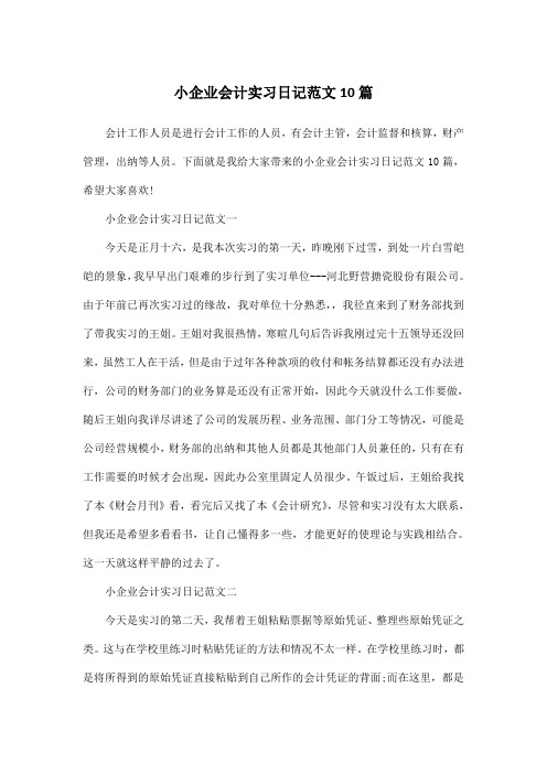 小企业会计实习日记范文10篇