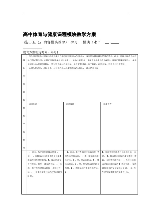 高中体育与健康课程模块教学方案