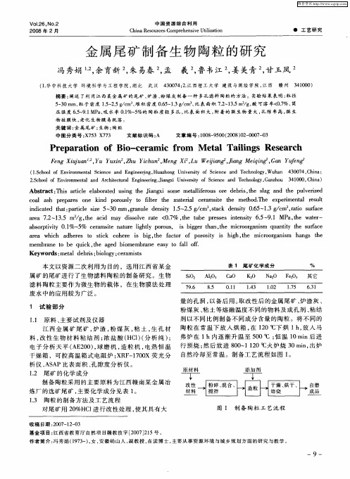 金属尾矿制备生物陶粒的研究