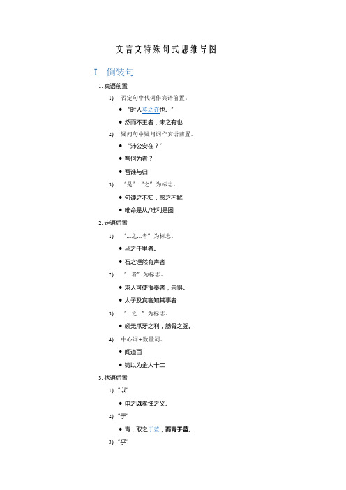 文言文特殊句式思维导图