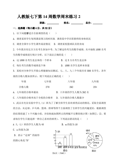 人教版七下第14周数学周末练习2 