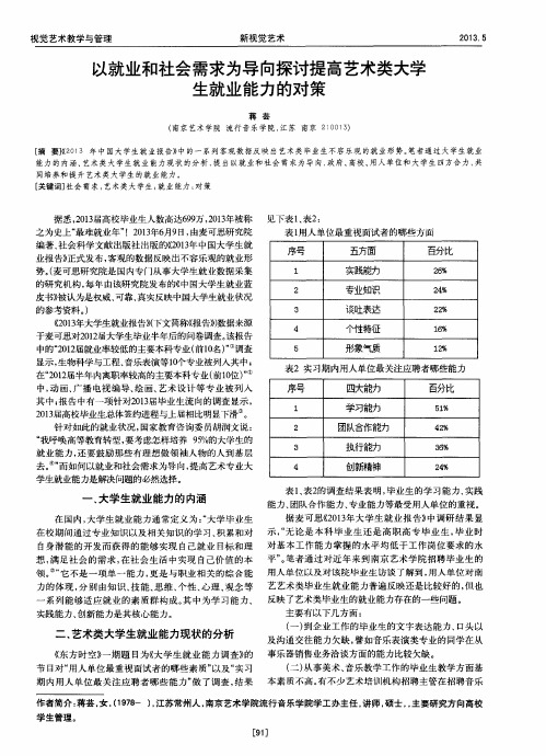 以就业和社会需求为导向探讨提高艺术类大学生就业能力的对策