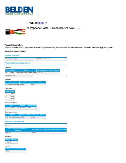 BC 24AWG 三线电话线说明书