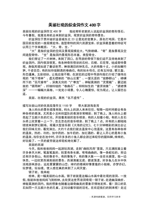 美丽壮观的织金洞作文400字_初中作文