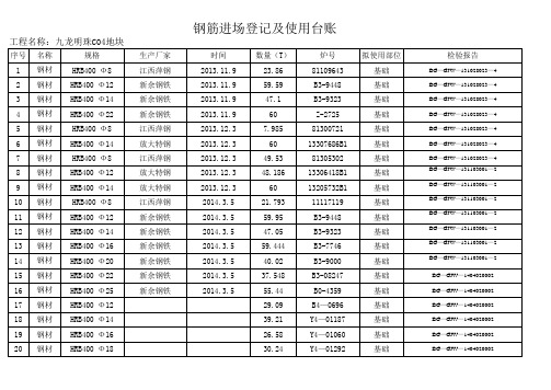 钢筋进场、见证取样台账