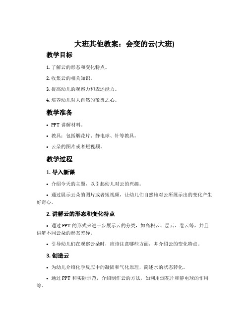 大班其他教案：会变的云(大班)