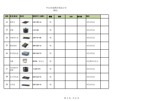 酒店客房用品配备物品清单模板