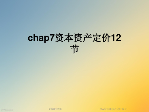 chap7资本资产定价12节