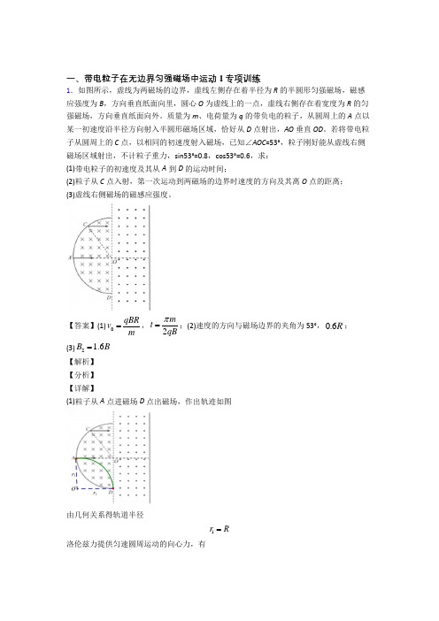 高中物理带电粒子在无边界匀强磁场中运动专项训练100(附答案)含解析