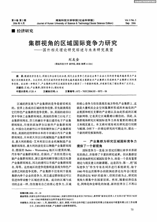 集群视角的区域国际竞争力研究——国外相关理论研究综述与未来研究展望