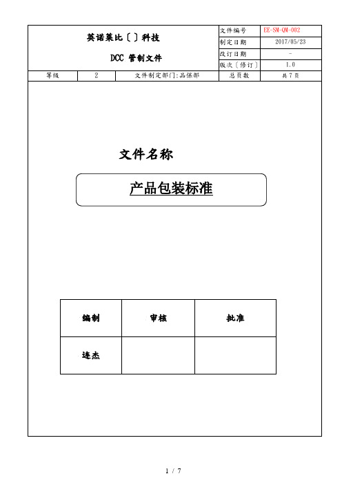 产品包装规范标准