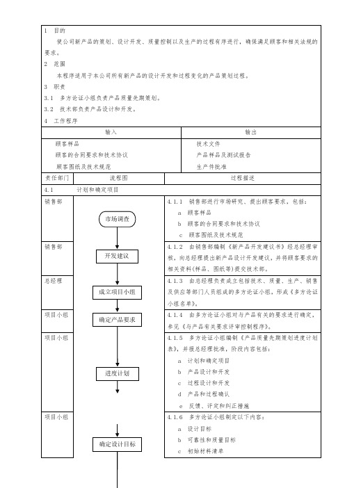 TS16949产品质量先期策划控制程序文件