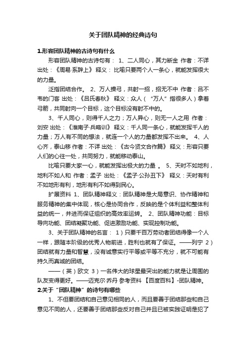 关于团队精神的经典诗句