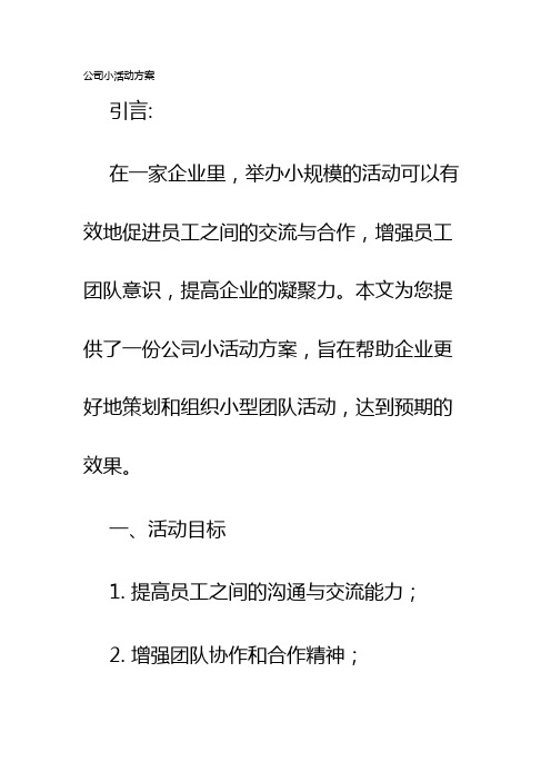 公司小活动方案