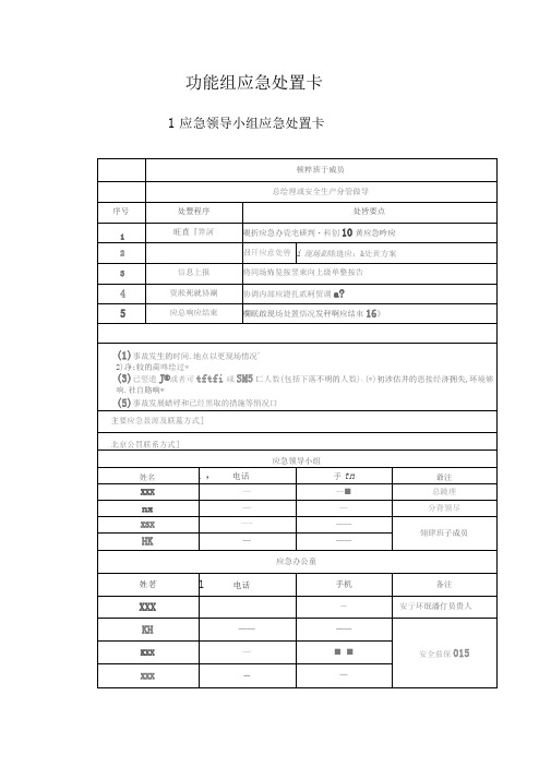 应急处置卡模板