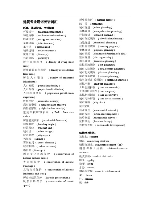 建筑专业用语英语词汇收集