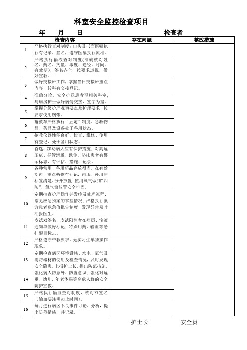 急诊护理安全检查记录