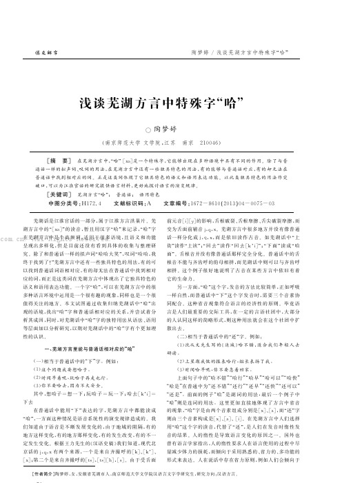 浅谈芜湖方言中特殊字“哈”