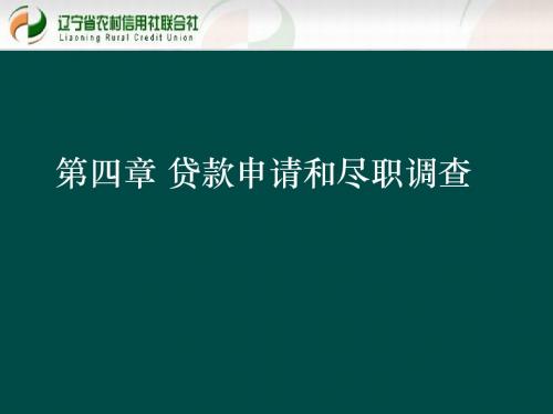 贷款新规培训课件：贷款申请和尽职调查